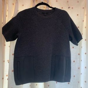 J.Crew XS Top. Gray with two leather pockets on the front.